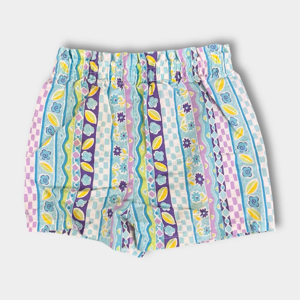 Vintage TKS Basics Colorful Flower Stripe Beach Shorts 2T USA